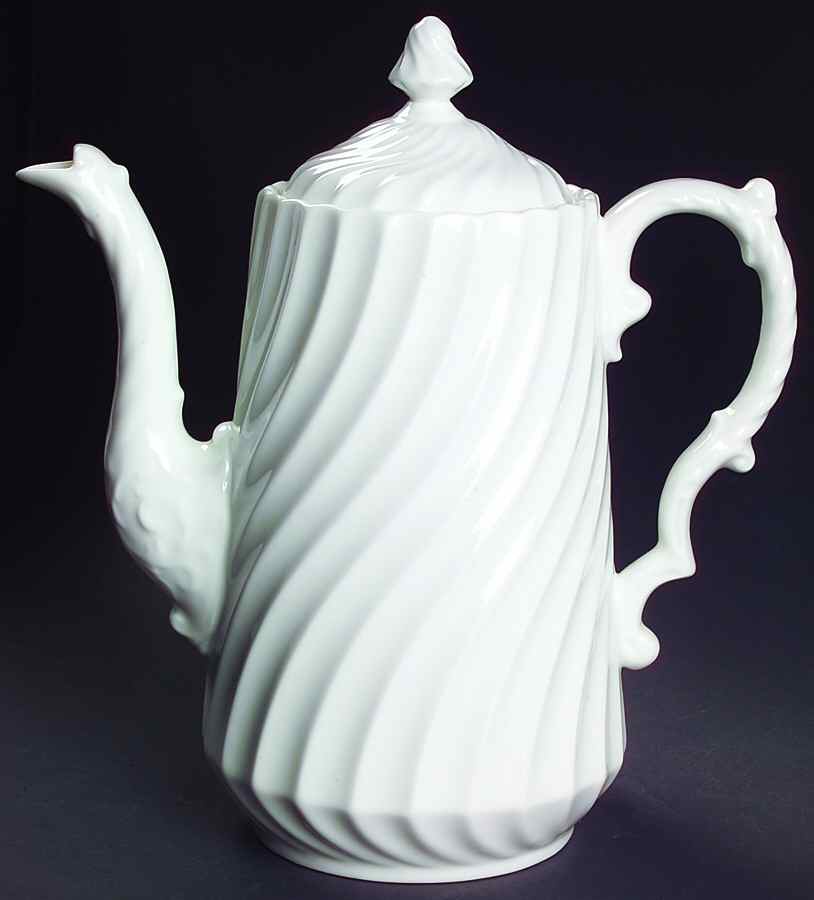 White Swirl Coffee Pot & Lid by John  Aynsley & Sons-1