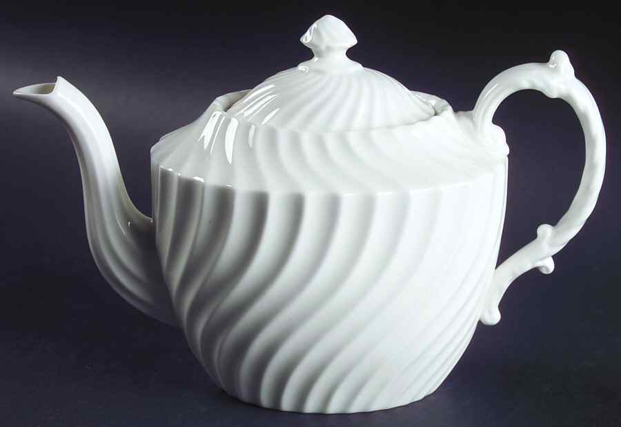 White Swirl Small Teapot & Lid by John  Aynsley & Sons-1