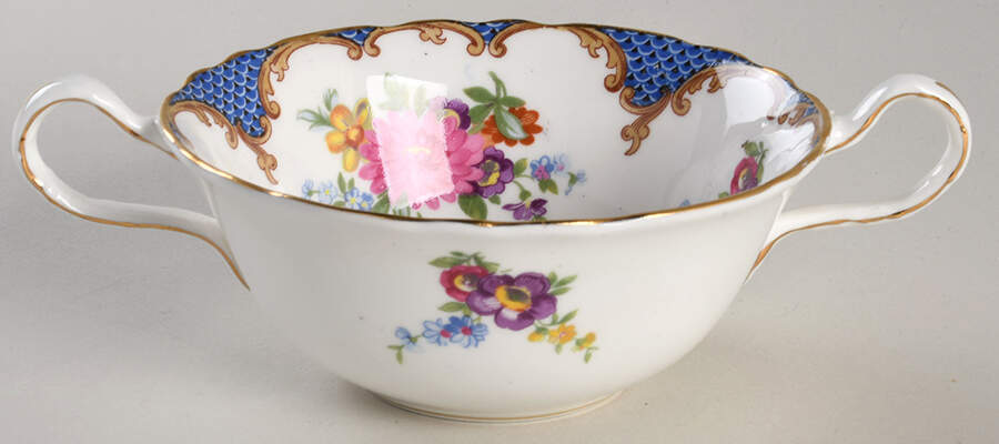 Wilton Blue (Heavy Gold) Flat Cream Soup Bowl by John  Aynsley & Sons-1