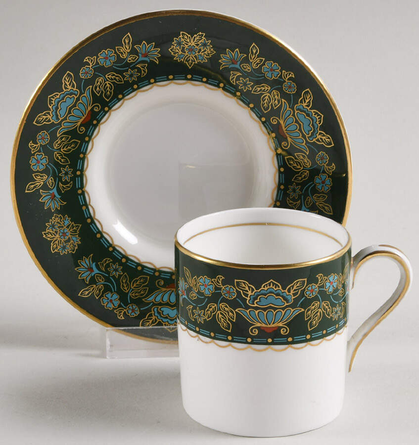 Winchester (Green) Flat Demitasse Cup & Saucer Set by John  Aynsley & Sons-1