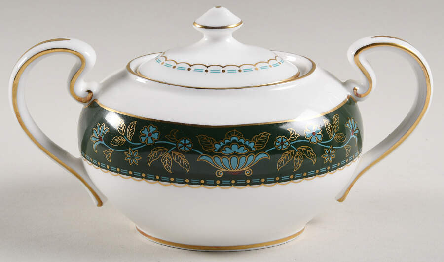 Winchester (Green) Sugar Bowl & Lid by John  Aynsley & Sons-1