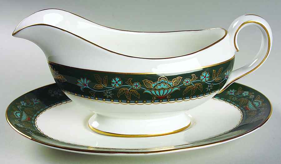 Winchester (Green) Gravy Boat & Underplate by John  Aynsley & Sons-1