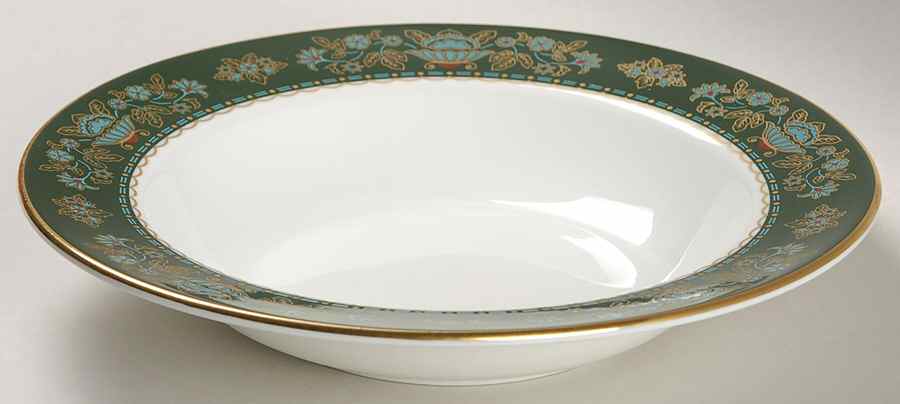 Winchester (Green) Rim Soup Bowl by John  Aynsley & Sons-1