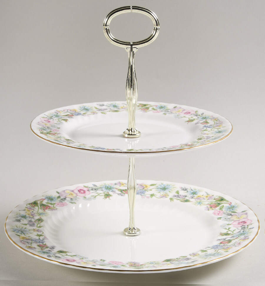 Wild Tudor 2 Tiered Serving Tray (Dinner & Salad Plate) by John  Aynsley & Sons-1