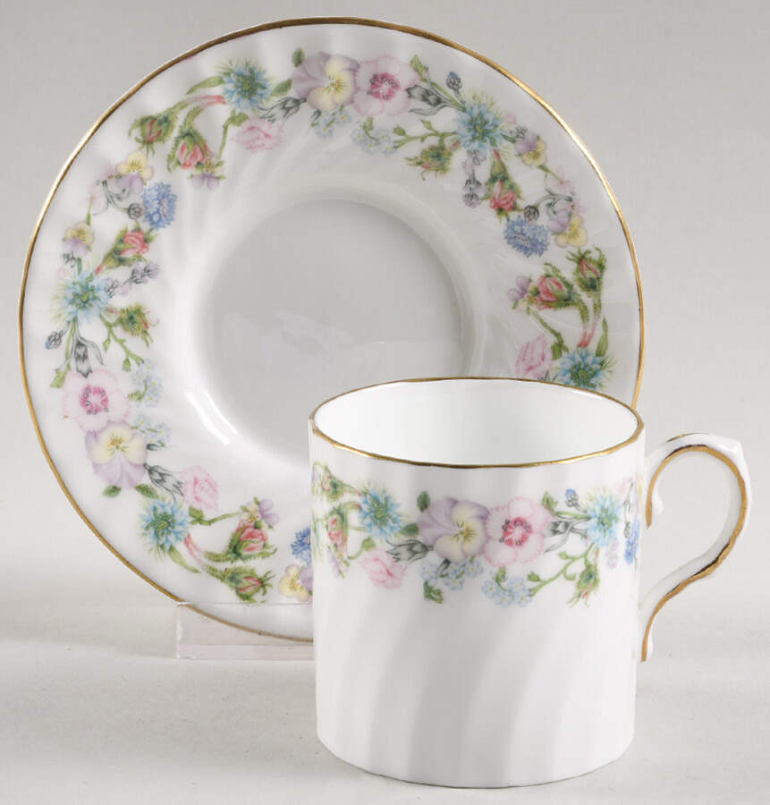 Wild Tudor Flat Demitasse Cup & Saucer Set by John  Aynsley & Sons-1