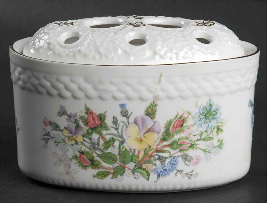 Wild Tudor Oval Variete Box & Pierced Lid by John  Aynsley & Sons-1