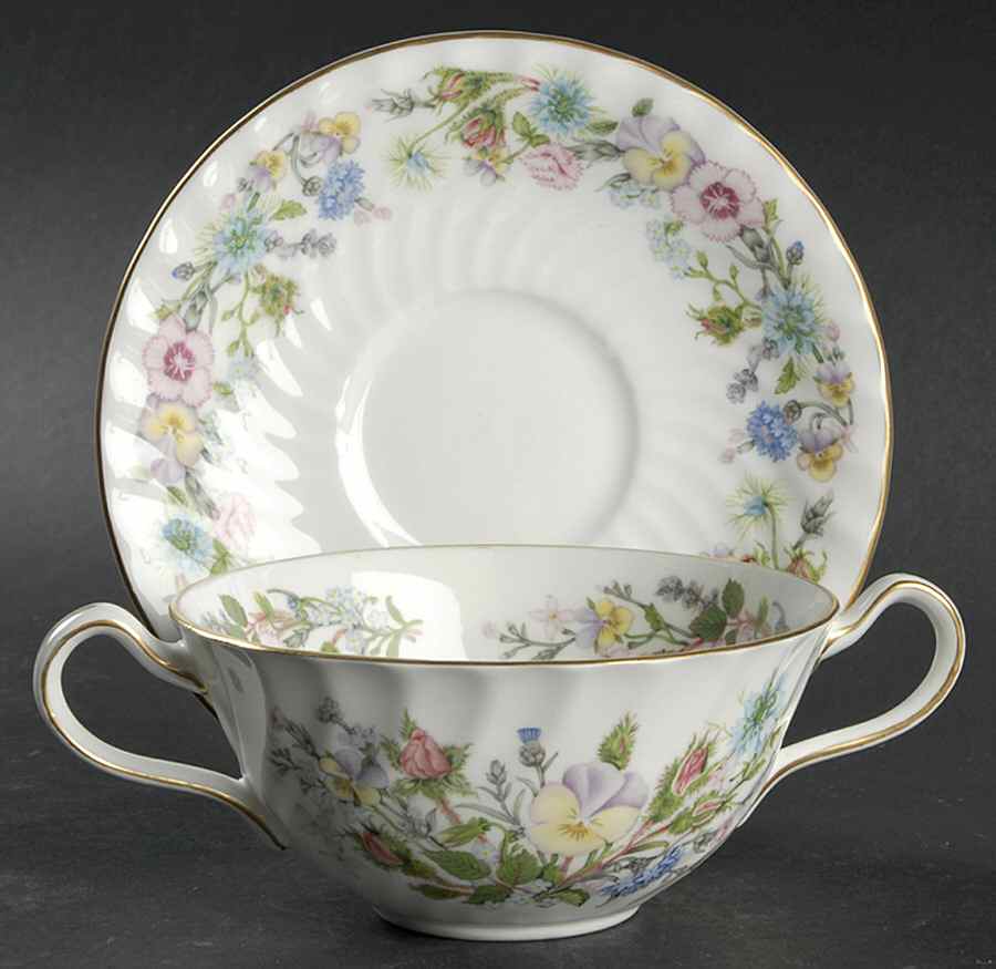 Wild Tudor Flat Cream Soup Bowl & Saucer Set by John  Aynsley & Sons-1