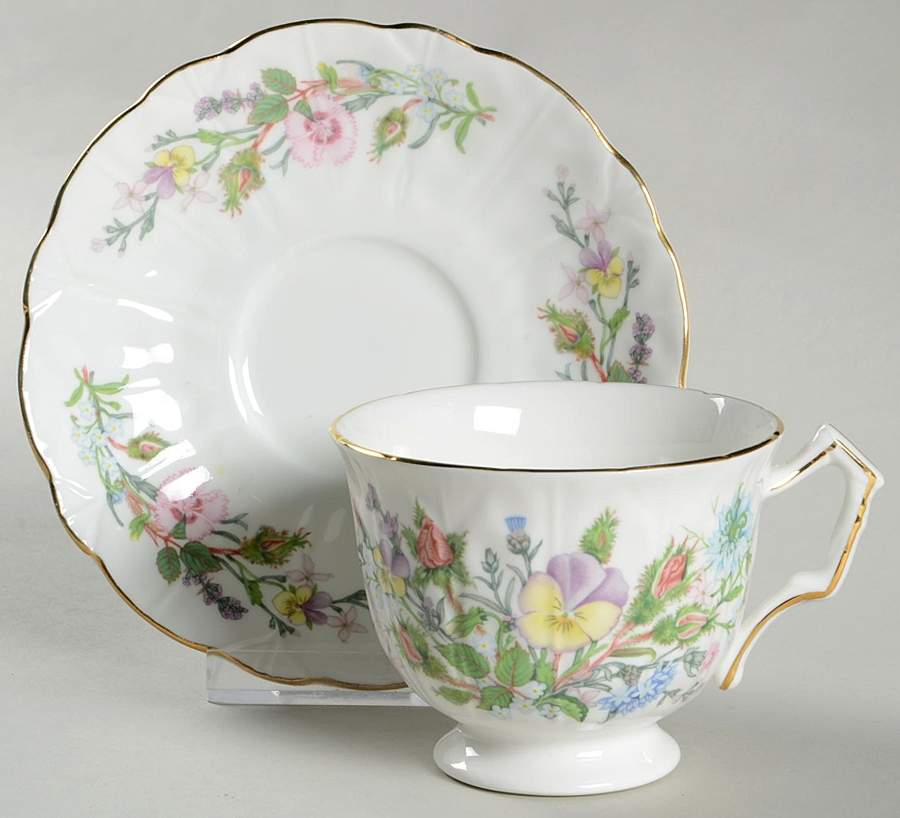 Wild Tudor Footed Cup & Saucer Set by John  Aynsley & Sons-1