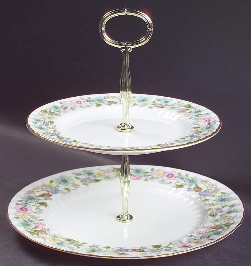 Wild Tudor 6 5/8"-10"  2 Tiered Serving Tray (Dp, Sp) HC by John  Aynsley & Sons-1