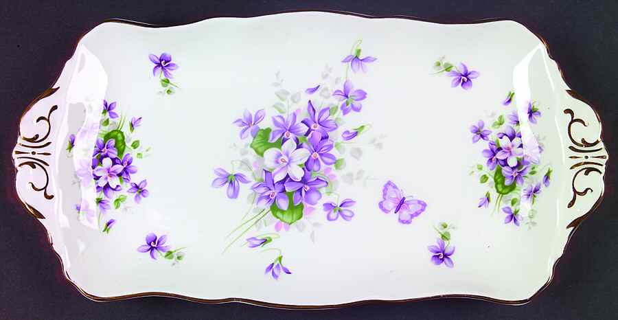 Wild Violets Large Sandwich Tray by John  Aynsley & Sons-1