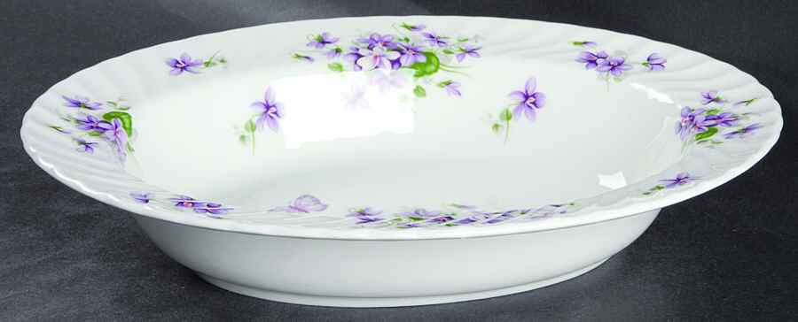 Wild Violets 10" Oval Vegetable Bowl by John  Aynsley & Sons-1