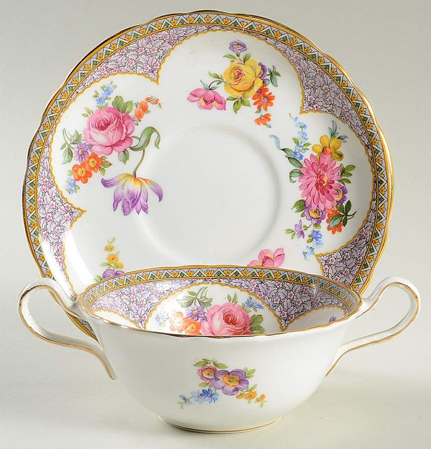 York Flat Cream Soup Bowl & Saucer Set by John  Aynsley & Sons-1