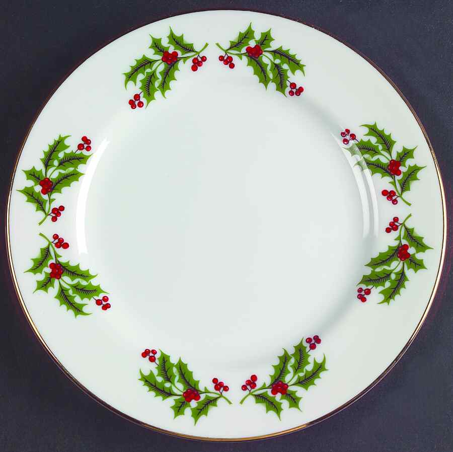 Christmas Holly (Porcelain) Bread & Butter Plate by All the Trimmings-1