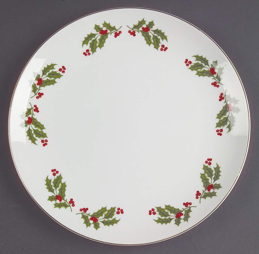 Christmas Holly (Porcelain) Coupe Salad Plate by All the Trimmings-1