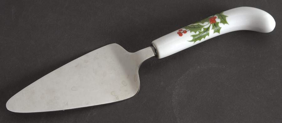 Christmas Holly (Porcelain) Pie & Cake Server with Stainless Blade by All the Trimmings-1
