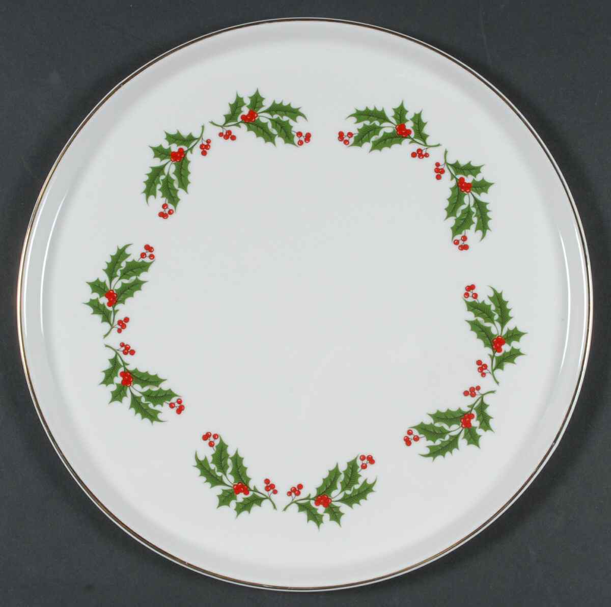 Christmas Holly (Porcelain) Cake Plate by All the Trimmings-1