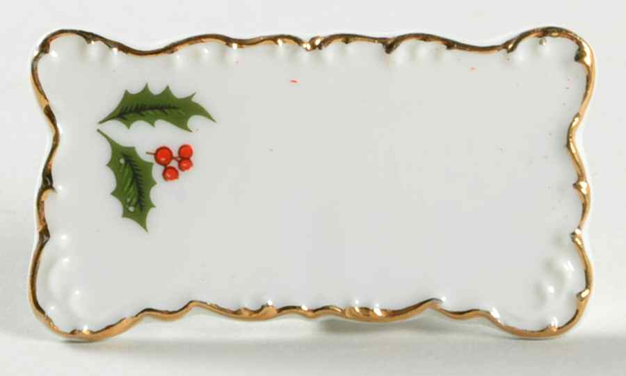 Christmas Holly (Porcelain) Small Placard/Place Card Holder by All the Trimmings-1