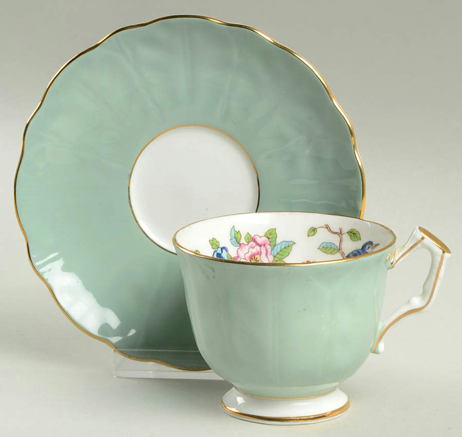 2902 Turquoise Footed Cup & Saucer Set by John  Aynsley & Sons-1