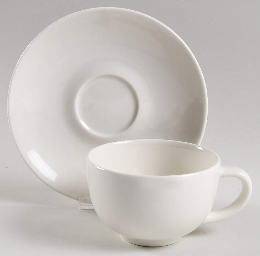 24H White Flat Cup & Saucer Set by Arabia of Finland-1