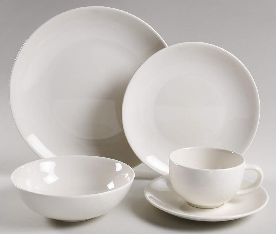 24H White 5 Piece Place Setting by Arabia of Finland-1