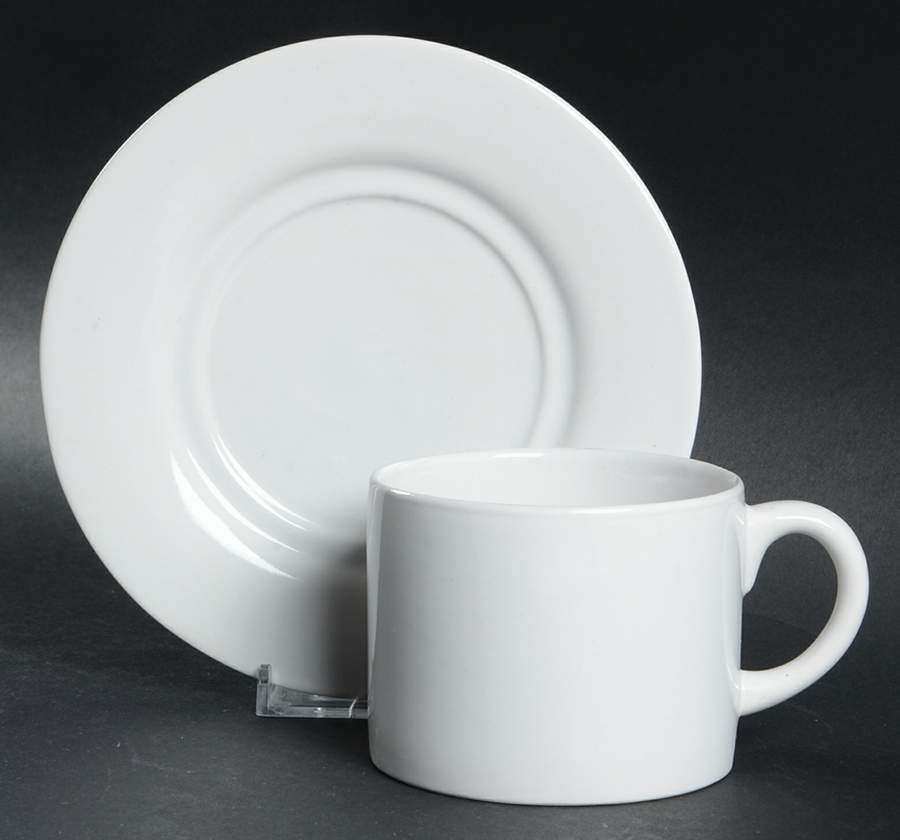 White Flat Cup & Saucer Set by Alacarte-1