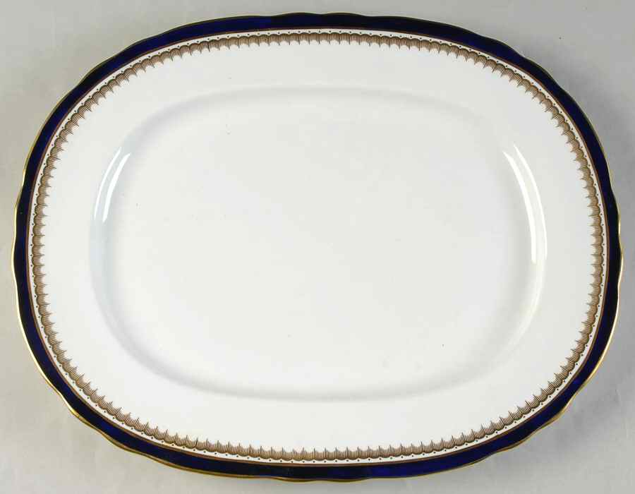 Embassy Cobalt Blue (Scalloped) 15" Oval Serving Platter by John  Aynsley & Sons-1