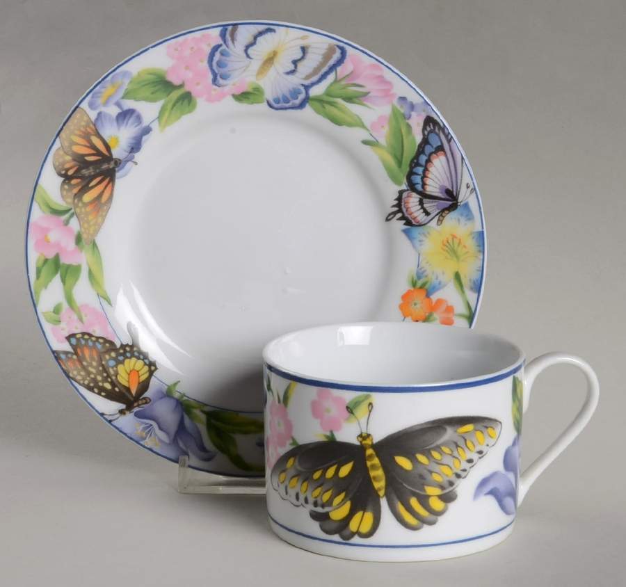 Butterfly Flat Cup & Saucer Set by American Atelier-1