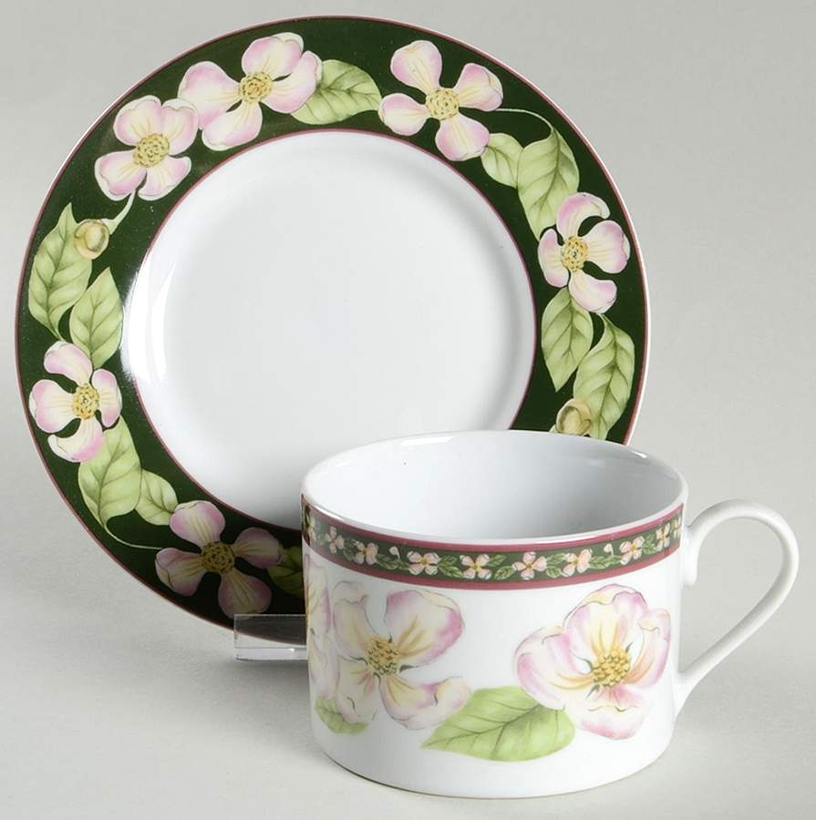 Dogwood Flat Cup & Saucer Set by American Atelier-1
