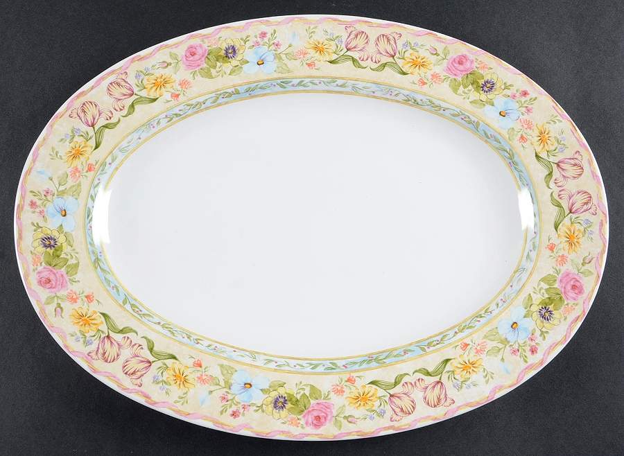 Floral Daze 14" Oval Serving Platter by American Atelier-1