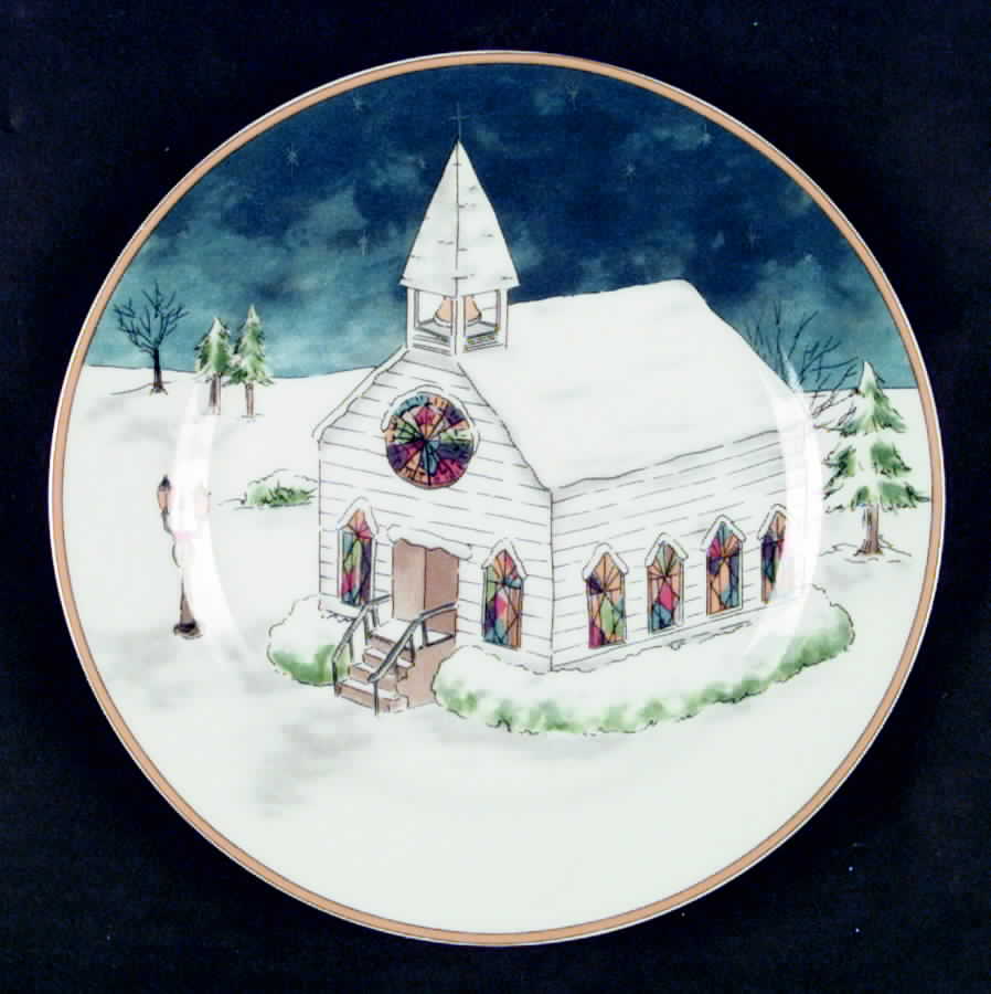 Winter Village Salad/Dessert Plate by American Atelier-1