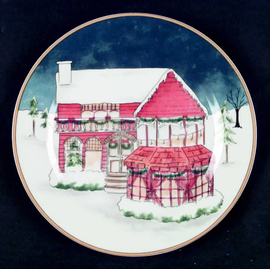 Winter Village Salad/Dessert Plate by American Atelier-1