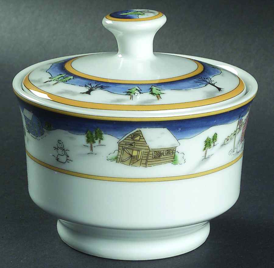 Winter Village Sugar Bowl & Lid by American Atelier-1
