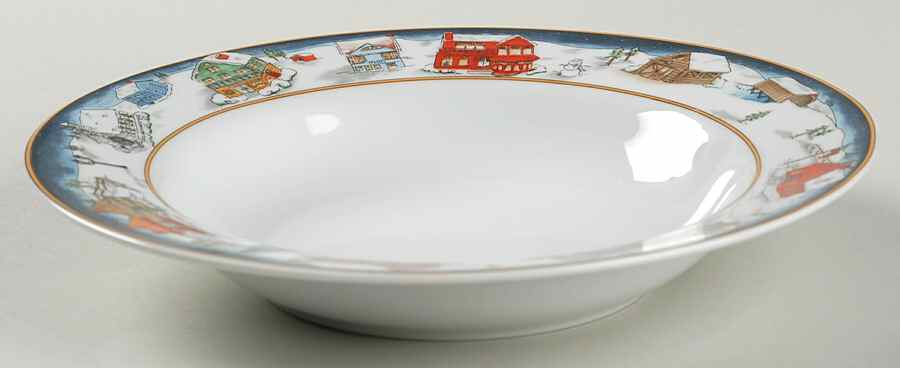 Winter Village Rim Soup Bowl by American Atelier-1