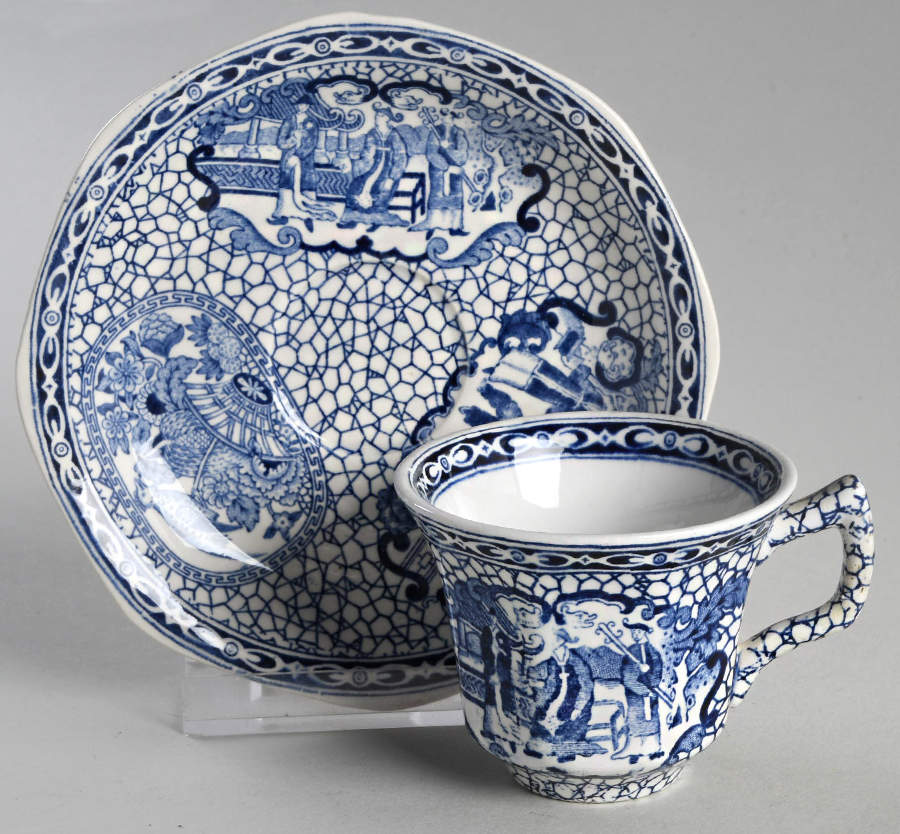 Chinese Bird Flat Demitasse Cup & Saucer Set by Adams China-1