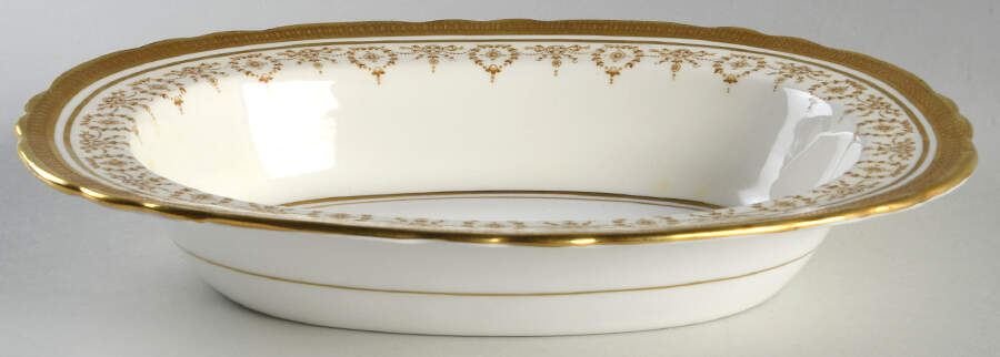 Gold Dowery 10" Oval Vegetable Bowl by John  Aynsley & Sons-1