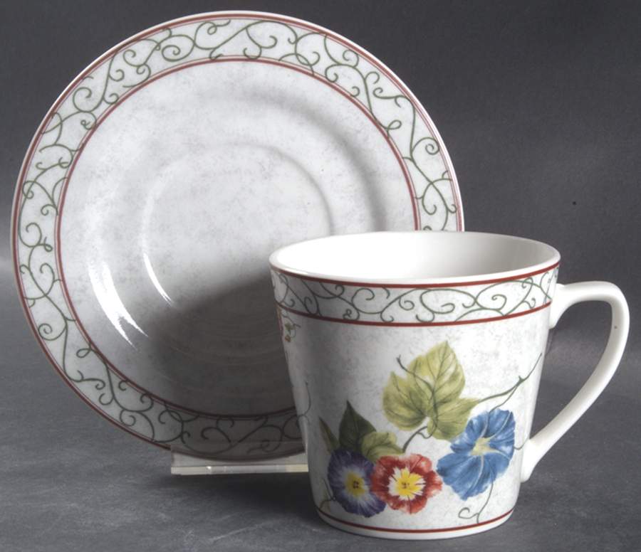 Floral Vine Flat Cup & Saucer Set by American Atelier-1