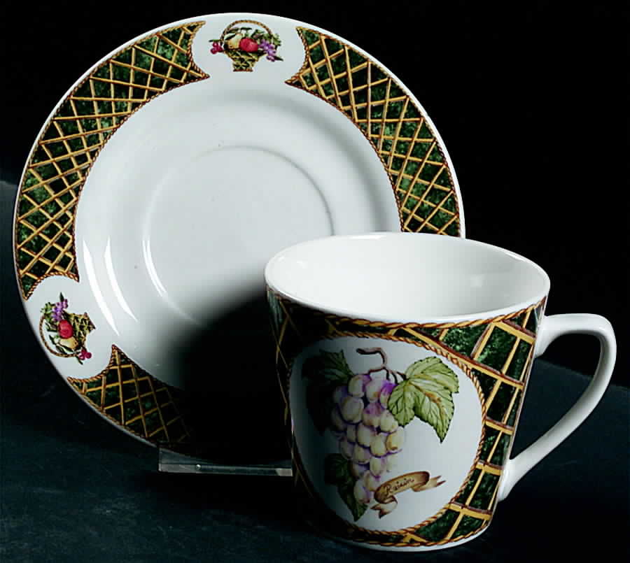 Lattice Fruit Flat Cup & Saucer Set by American Atelier-1