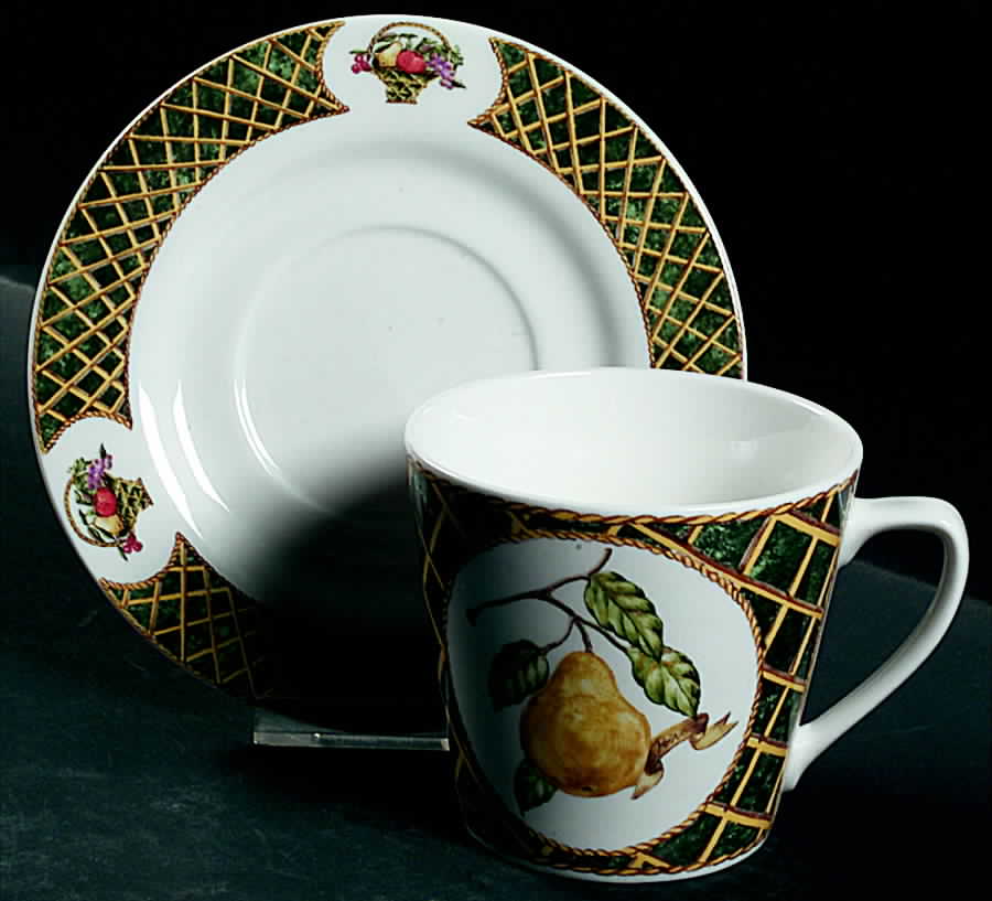 Lattice Fruit Flat Cup & Saucer Set by American Atelier-1