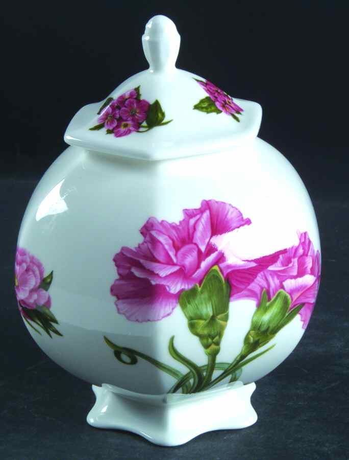 Chelsea Flowers Hexagonal Etruscan Jar & Lid by John  Aynsley & Sons-1