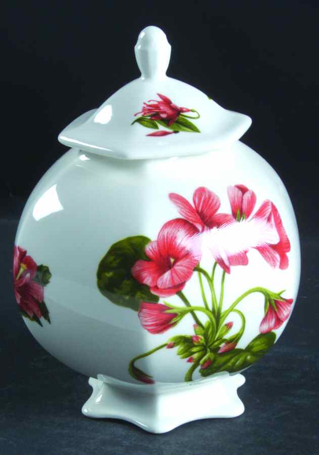 Chelsea Flowers Hexagonal Etruscan Jar & Lid by John  Aynsley & Sons-1