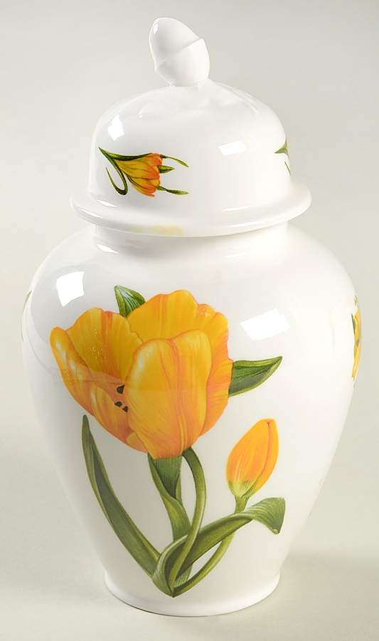 Chelsea Flowers Small Oak Vase & Lid by John  Aynsley & Sons-1