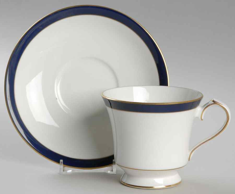 Meridian Cobalt Footed Cup & Saucer Set by John  Aynsley & Sons-1