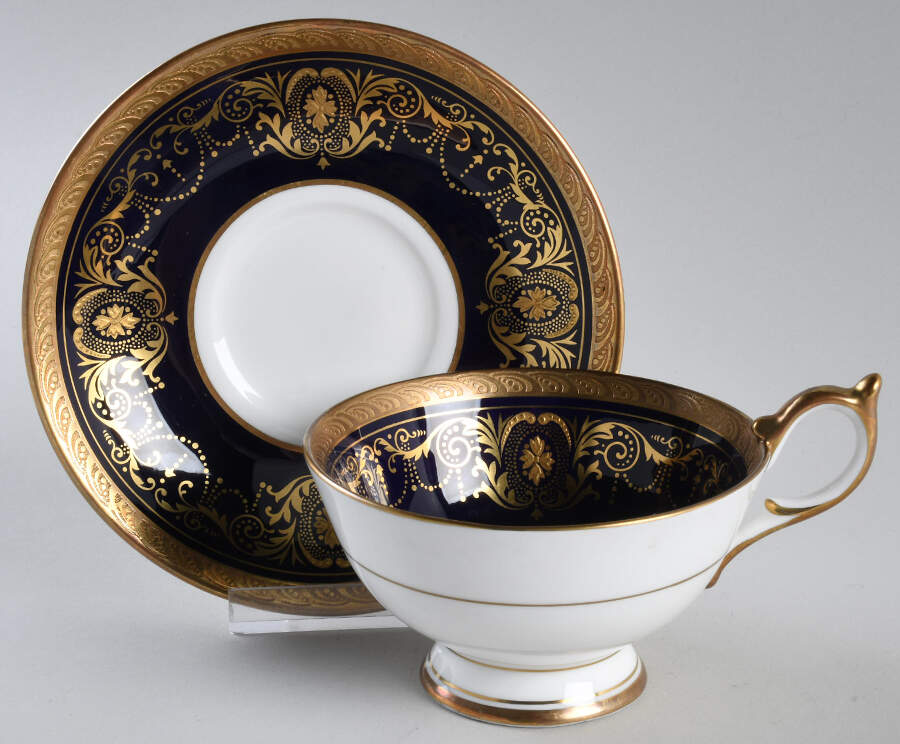 Marlborough Cobalt Footed Cup & Saucer Set by John  Aynsley & Sons-1