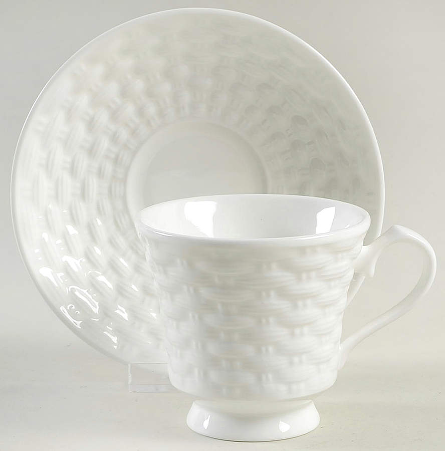 Belleek Basketweave Footed Cup & Saucer Set by John  Aynsley & Sons-1