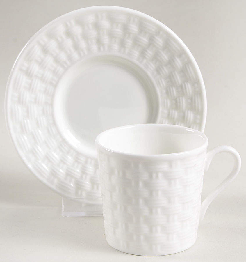 Belleek Basketweave Flat Demitasse Cup & Saucer Set by John  Aynsley & Sons-1