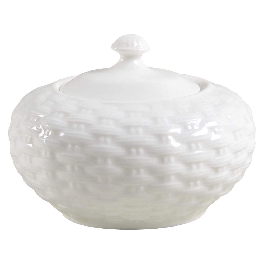 Belleek Basketweave Sugar Bowl & Lid by John  Aynsley & Sons-1