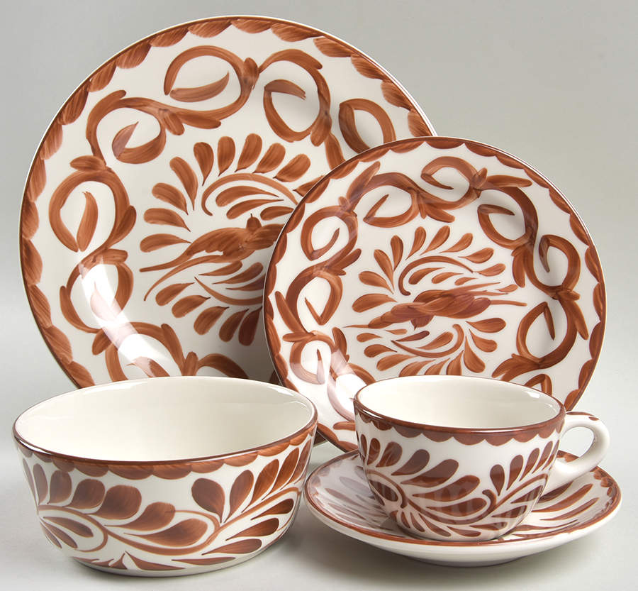 Puebla Brown 5 Piece Place Setting by Anfora (Mexico)-1