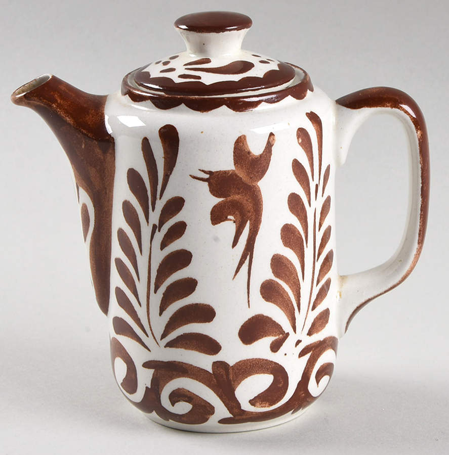 Puebla Brown Miniature Coffee Pot & Lid by Anfora (Mexico)-1