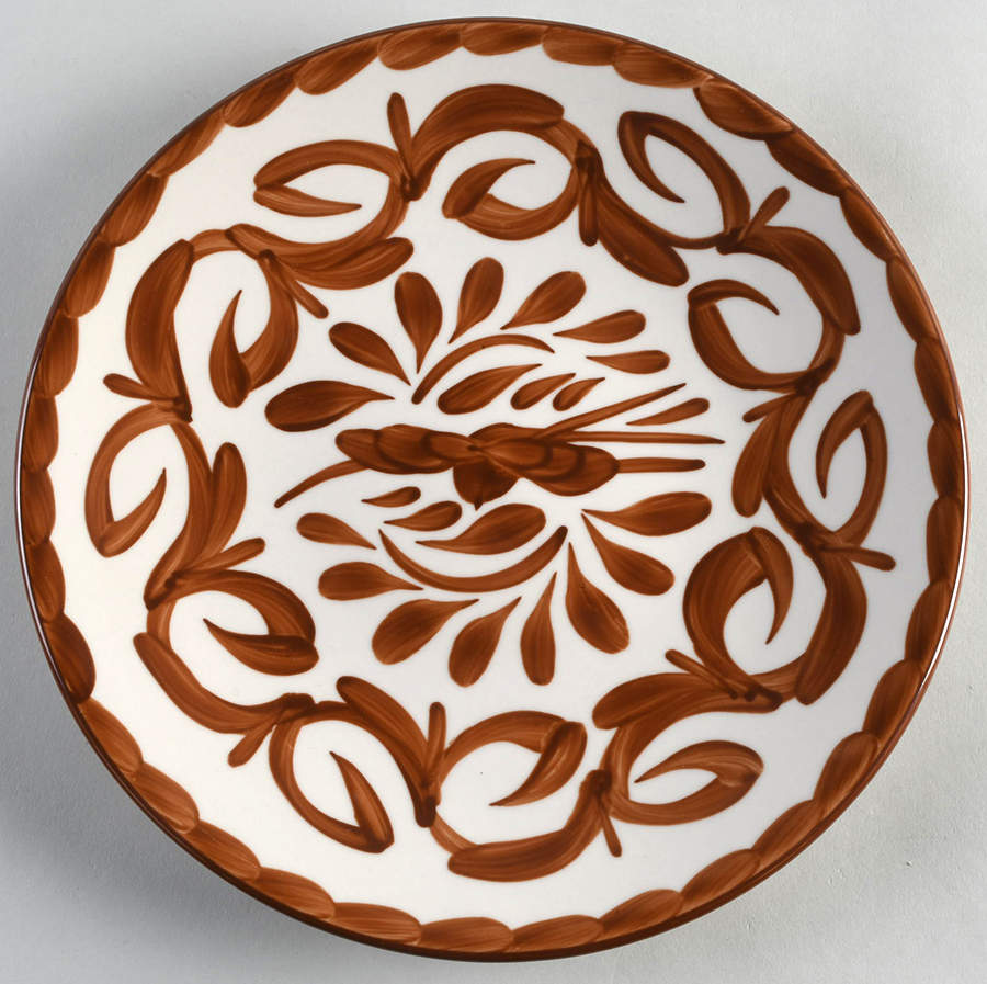 Puebla Brown Coupe Dinner Plate by Anfora (Mexico)-1