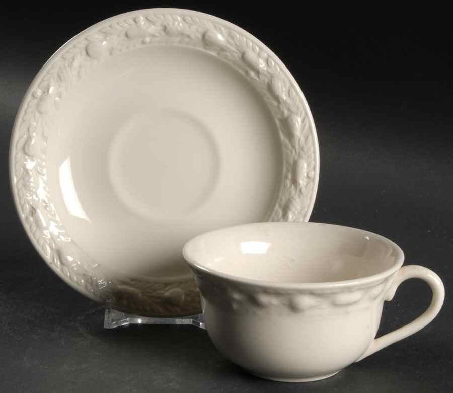 Della Robia Off White (Micratex) Flat Cup & Saucer Set by Adams China-1